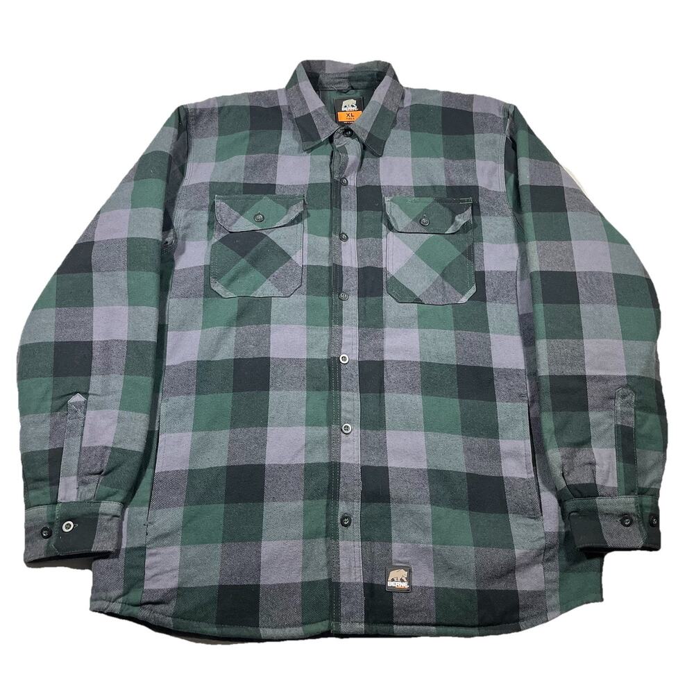 Berne Jacket Men's XL Tall Plaid Flannel Shirt Insulated Shacket Work Workwear